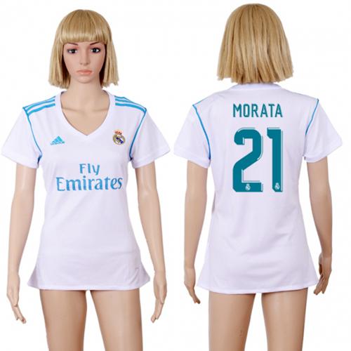 Women's Real Madrid #21 Morata Home Soccer Club Jersey