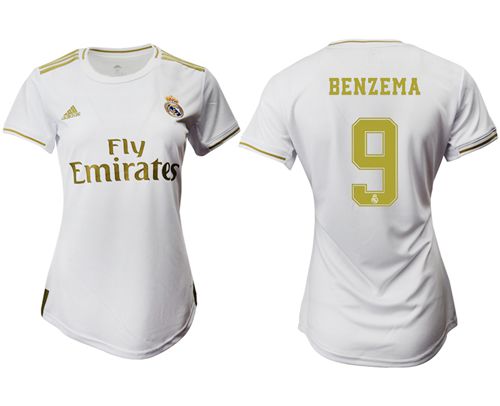Women's Real Madrid #9 Benzema Home Soccer Club Jersey