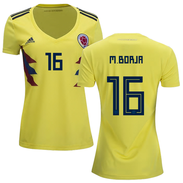 Women's Colombia #16 M.Borja Home Soccer Country Jersey