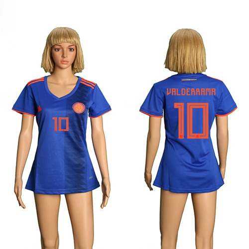 Women's Colombia #10 Valderrama Away Soccer Country Jersey