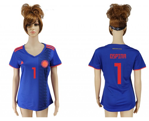 Women's Colombia #1 Ospina Away Soccer Country Jersey