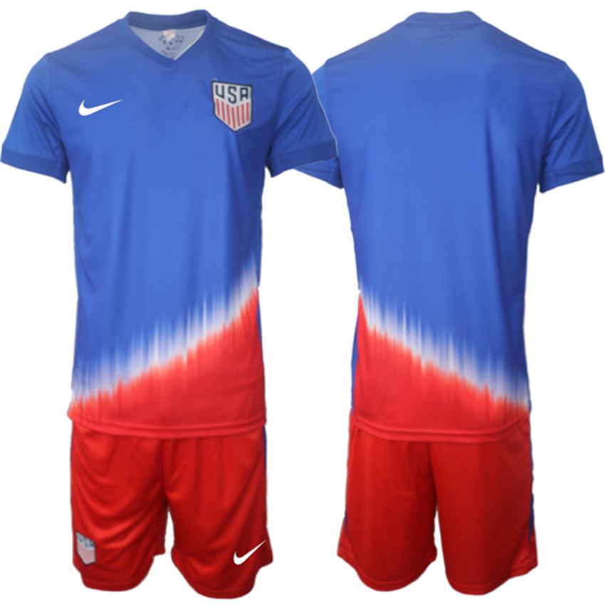 Men's Royal American Team Custom 2024-25 Away Soccer Jersey Suit