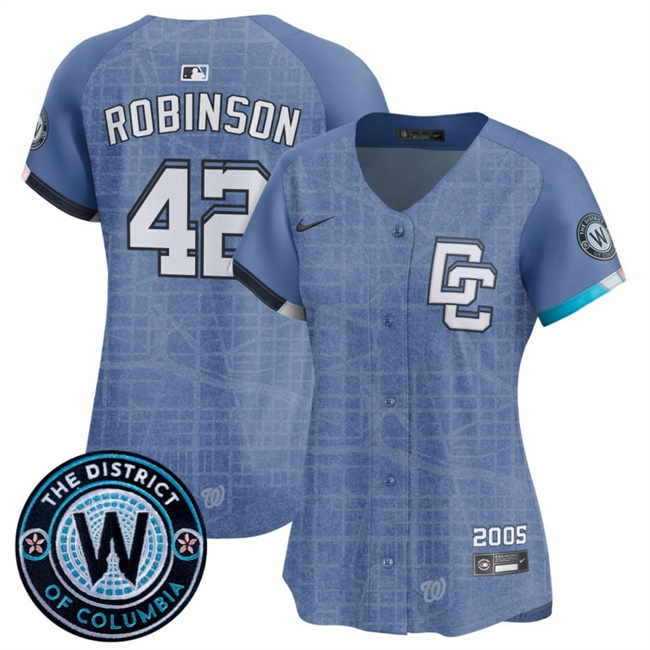 Women's Blue Washington Nationals #42 Jackie Robinson 2025 City Connect Limited Stitched Baseball Jersey(Run Small)