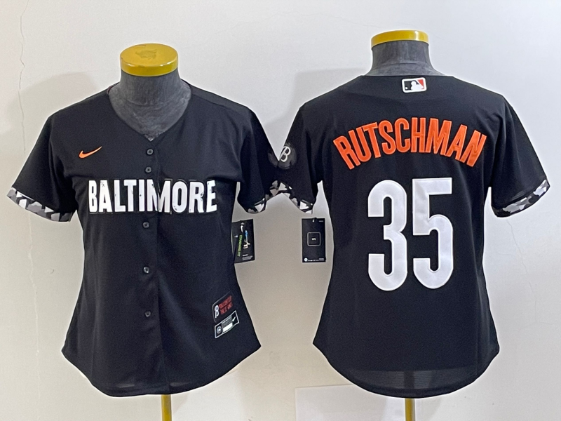 Women's Black Baltimore Orioles #35 Adley Rutschman 2023 City Connect Stitched Baseball Jersey(Run Small)