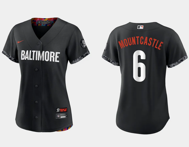 Women's Black Baltimore Orioles #6 Ryan Mountcastle 2023 City Connect Stitched Baseball Jersey(Run Small)