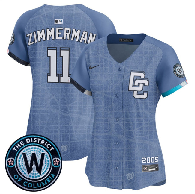 Women's Blue Washington Nationals #11 Ryan Zimmerman 2025 City Connect Limited Stitched Baseball Jersey(Run Small)