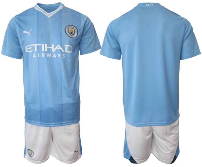 Youth Blue Manchester City ACTIVE PLAYER Custom 2023/24 Home Soccer Jersey Suit