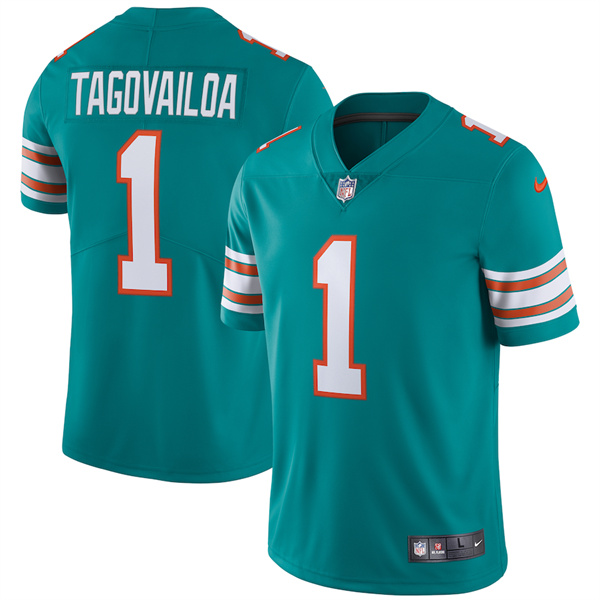 Youth Aqua Miami Dolphins #1 Tua Tagovailoa Color Rush Limited Stitched Jersey