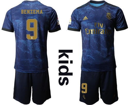 Real Madrid #9 Benzema Away Kid Soccer Club Jersey