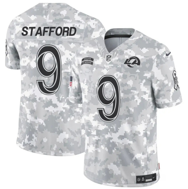 Youth Arctic Camo Los Angeles Rams #9 Matthew Stafford 2024 F.U.S.E Salute to Service Limited Stitched Football Jersey