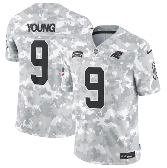 Youth Arctic Camo Carolina Panthers #9 Bryce Young 2024 F.U.S.E Salute to Service Limited Stitched Football Jersey