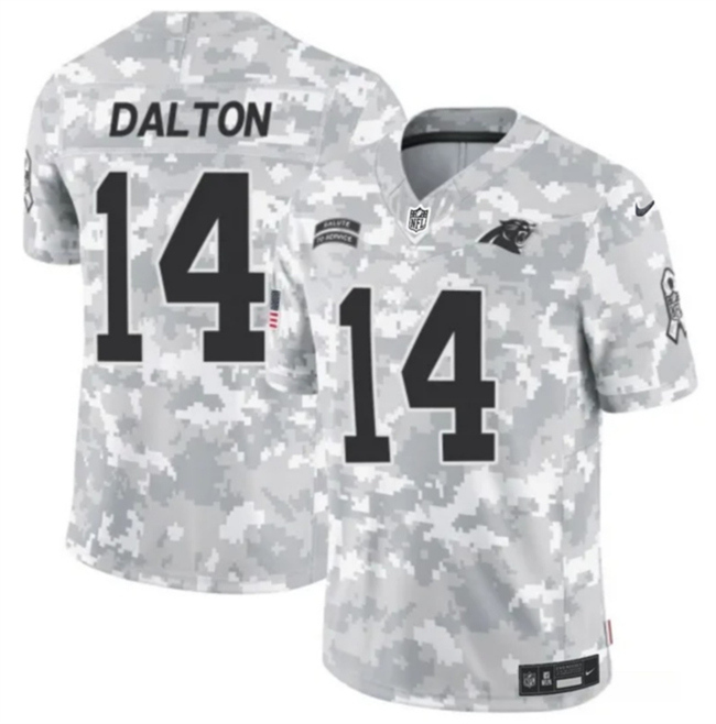 Youth Arctic Camo Carolina Panthers #14 Andy Dalton 2024 F.U.S.E Salute to Service Limited Stitched Football Jersey