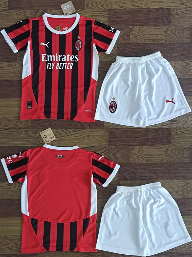 Youth Red/Black AC milan Custom Soccer Jersey Suit