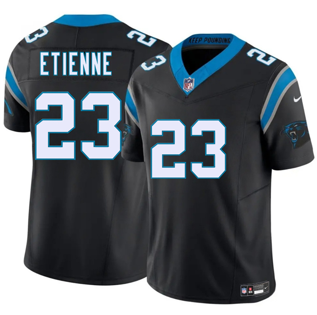 Youth Black Carolina Panthers #23 Trevor Etienne 2025 Draft F.U.S.E. Vapor Limited Stitched Football Jersey