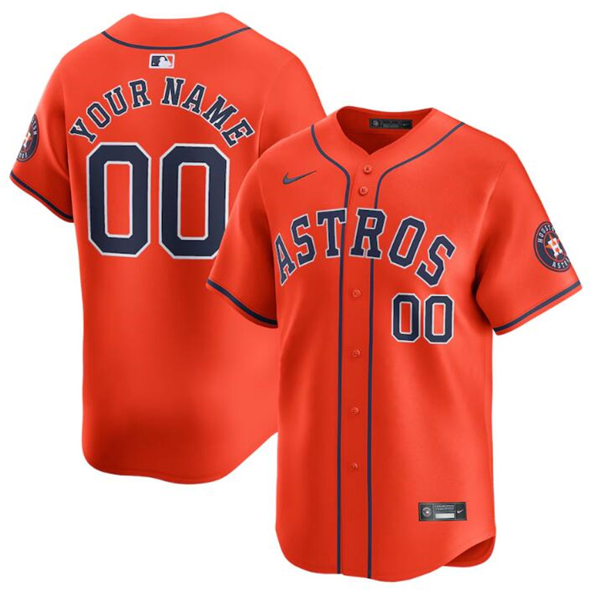 Men's Orange Houston Astros Active Player Custom 2024 Alternate Limited Stitched Baseball Jersey