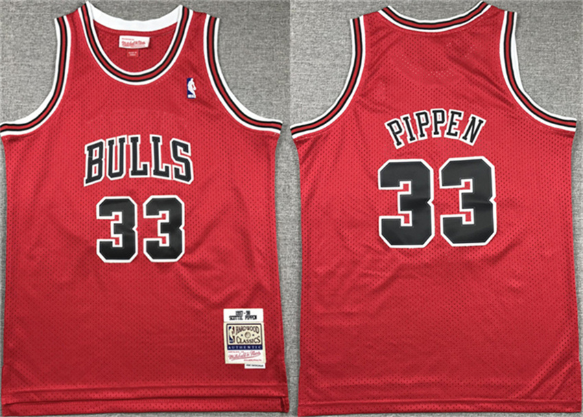 Youth Red Chicago Bulls #33 Scottie Pippen Stitched Basketball Jersey