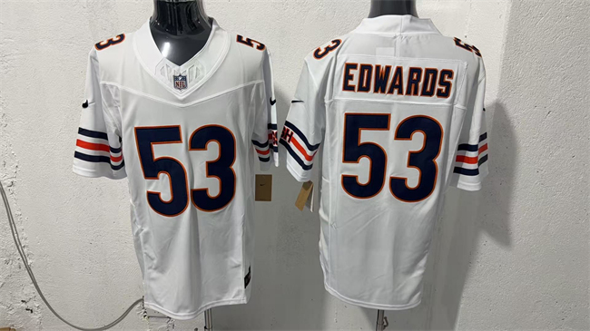 Men's White Chicago Bears #53 T.J. Edwards 2026 F.U.S.E. Vapor Untouchable Limited Stitched Football Jersey