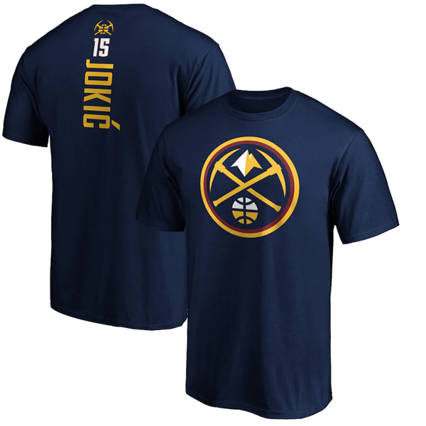 Men's Navy Denver Nuggets #15 Nikola Jokic Name & Number T-Shirt
