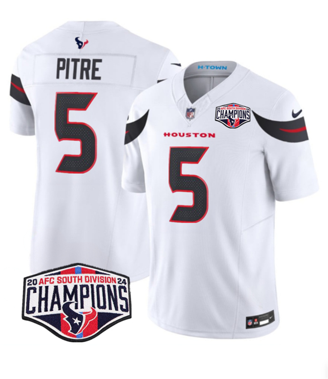 Men's White Houston Texans #5 Jalen Pitre F.U.S.E. 2024 AFC South Division Champions Vapor Limited Stitched Football Jersey