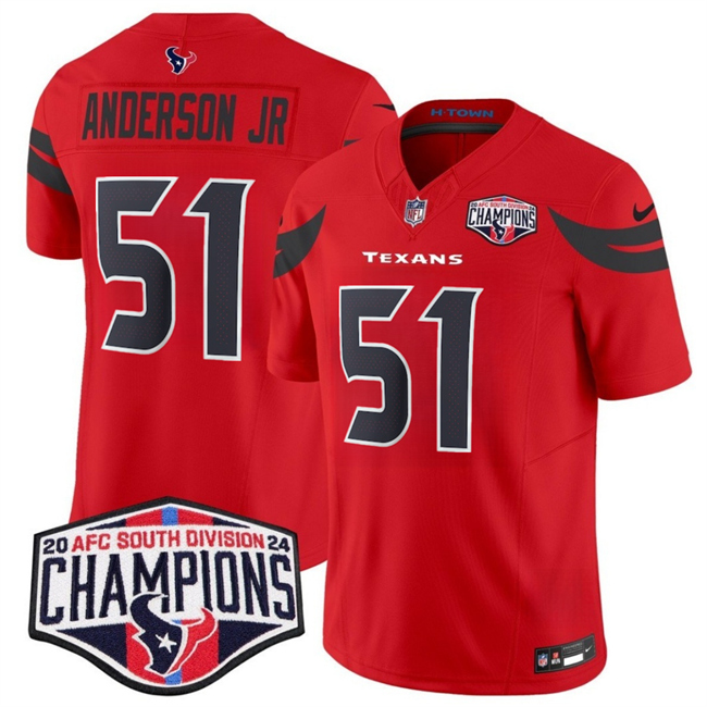 Men's Red Houston Texans #51 Will Anderson Jr. F.U.S.E. 2024 AFC South Division Champions Vapor Limited Stitched Football Jersey