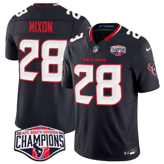 Men's Navy Houston Texans #28 Joe Mixon F.U.S.E. 2024 AFC South Division Champions Vapor Limited Stitched Football Jersey