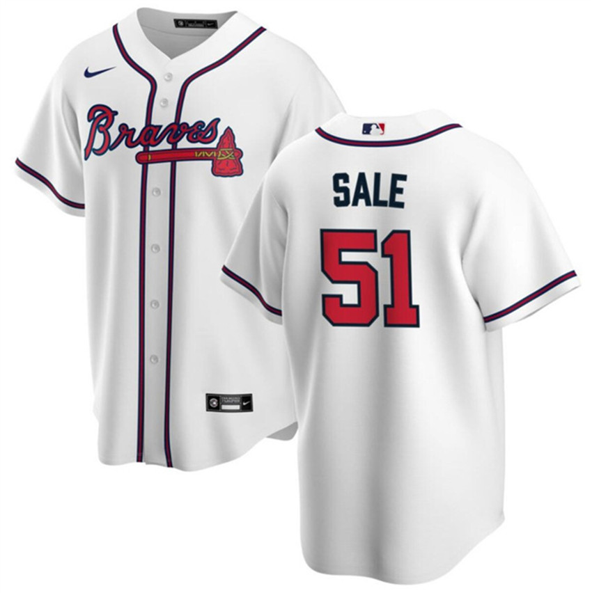 Men's White Atlanta Braves #51 Chris Sale Cool Base Stitched Baseball Jersey