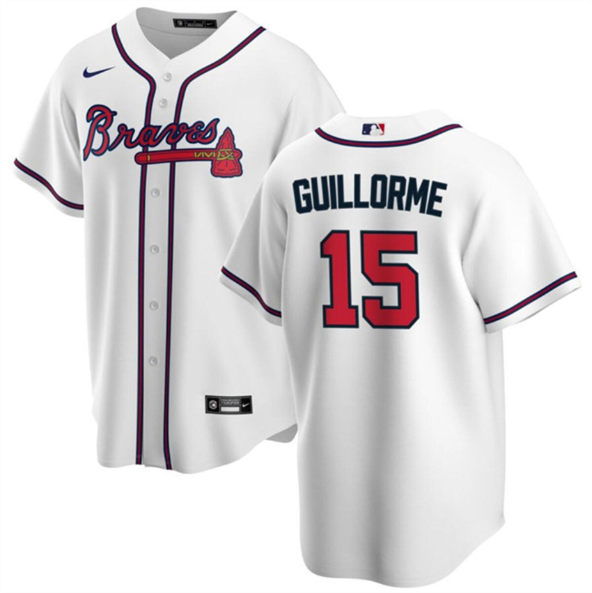 Men's White Atlanta Braves #15 Luis Guillorme Cool Base Stitched Baseball Jersey