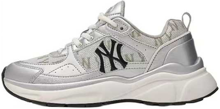 Women Silver/Grey Running Weapon New York Yankees Baseball Shoes/Sneakers 002