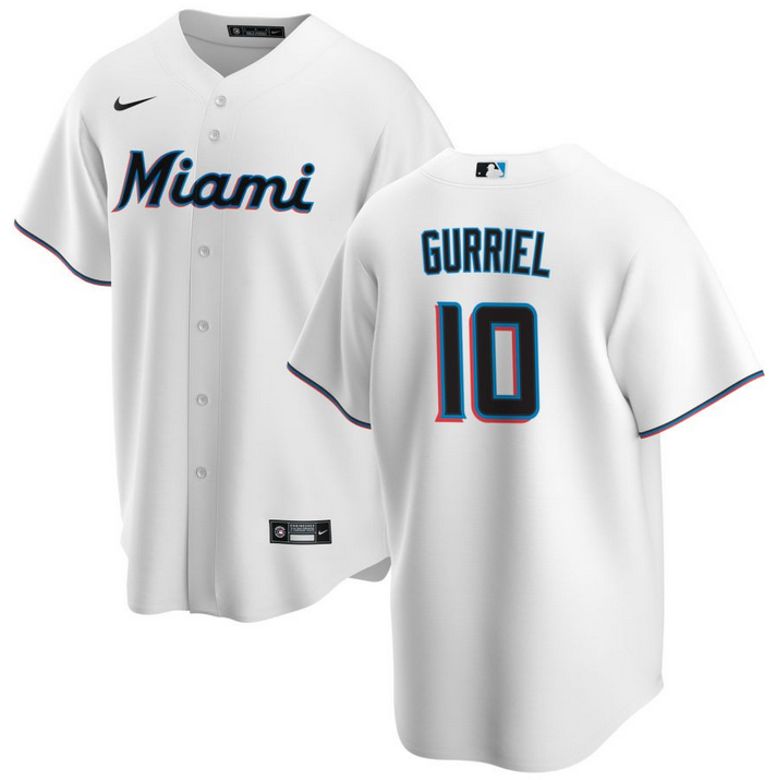Men's White Miami Marlins #10 Yuli Gurriel Cool Base Stitched Baseball Jersey