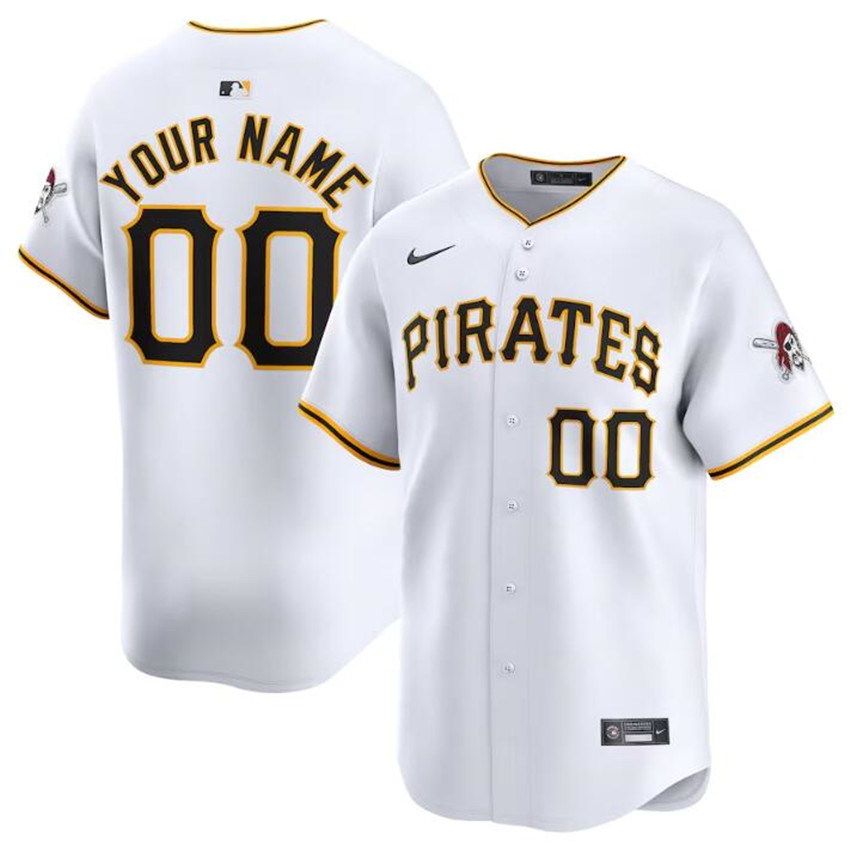 Men's White Pittsburgh Pirates Active Player Custom Home Limited Stitched Baseball Jersey