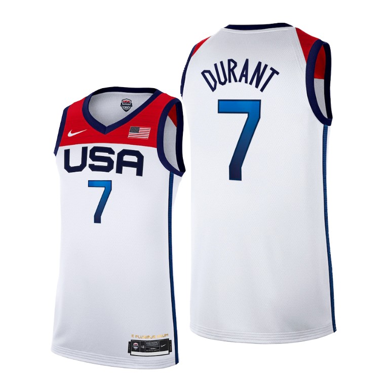 Men's White USA Basketball #7 Kevin Durant 2021 Olympics Stitched Home Jersey