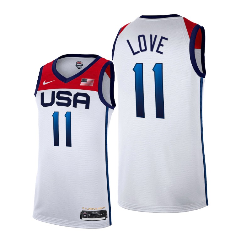 Men's White USA Basketball #11 Kevin Love 2021 Olympics Stitched Home Jersey