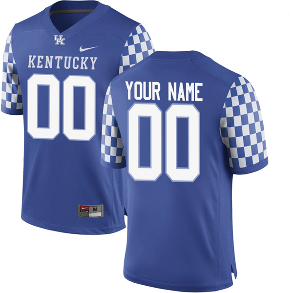 Men's Blue Kentucky Wildcats Custom Stitched Football Jersey
